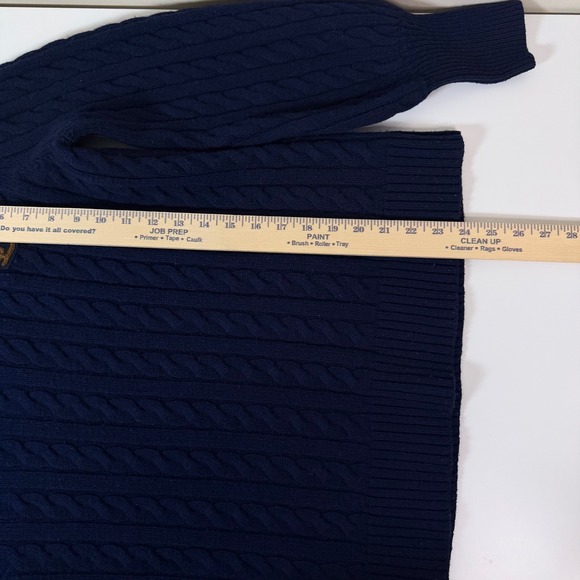 Lauren Ralph Lauren Womens XL Navy Cable Knit Embellished Puff Sleeve Sweater - Picture 7 of 8